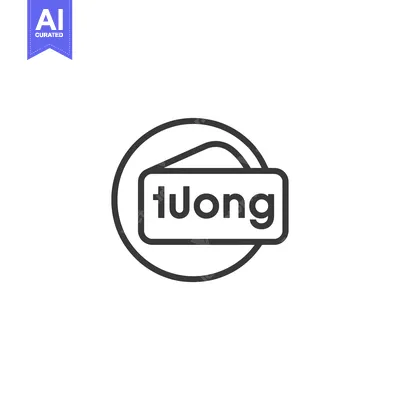 Aset desain premium: Black and White Icon of a Tag with the Word "luong"