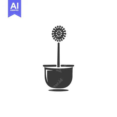 Aset desain premium: Black and White Icon of a Toilet Bowl Brush