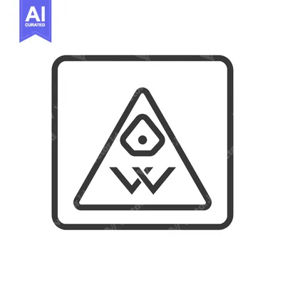 Popular premium asset: Black and White Icon of a Triangle With a Dot and Two Vs Inside a Squa