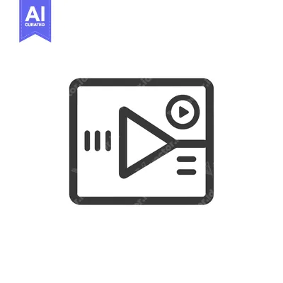 Aset desain premium: Black and White Icon of a Video Player with Play Button