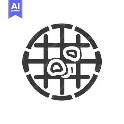 Popular premium asset: Black and White Icon of a Waffle with Syrup