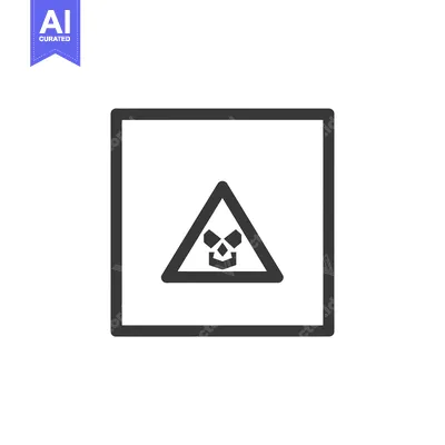 Popular premium asset: Black and White Icon of a Warning Sign with a Skull Inside a Triangle