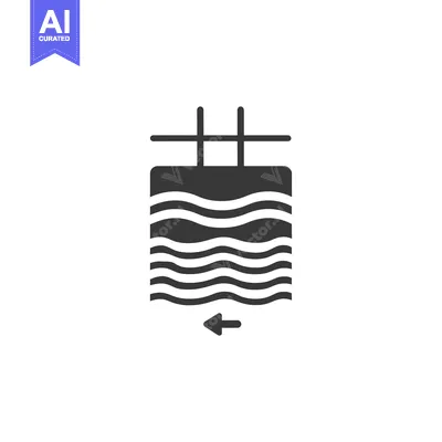 Black and White Icon of a Water-Filled Container with a Horizontal Bar