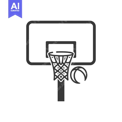 Aset premium populer: Black and White Icon of Basketball Hoop and Ball