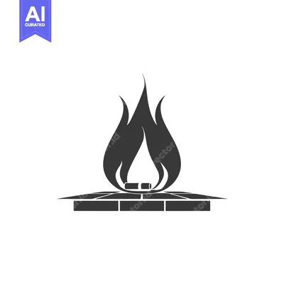 Black and White Icon of Fire on a Brick Surface