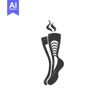Aset premium populer: Black and White Icon of Heated Socks with Steam