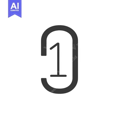 Aset desain premium: Black and White Icon of Number One in a Circle