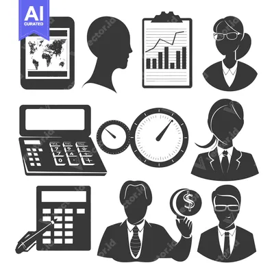 Aset premium populer: Black and White Icons of Business, Time, and Money