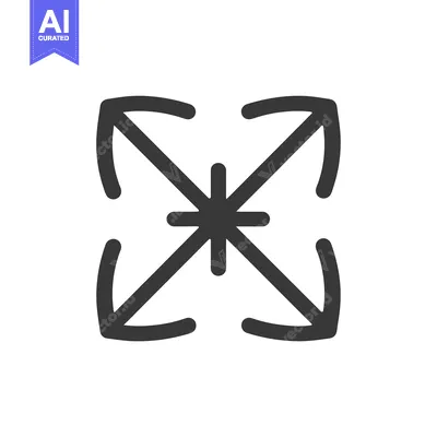 Black and White Icon with Four Arrows Pointing Outwards
