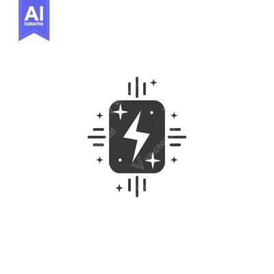 Aset desain premium: Black and white icon with lightning bolt and stars