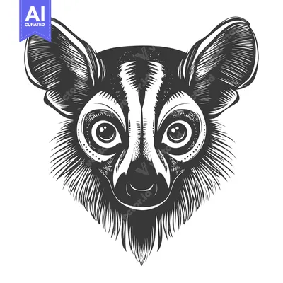 Popular premium asset: Black and White Illustrated Portrait of a Slow Loris
