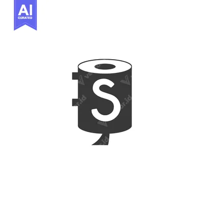 Popular premium asset: Black and White Illustration of a Bandage with a Letter S on It