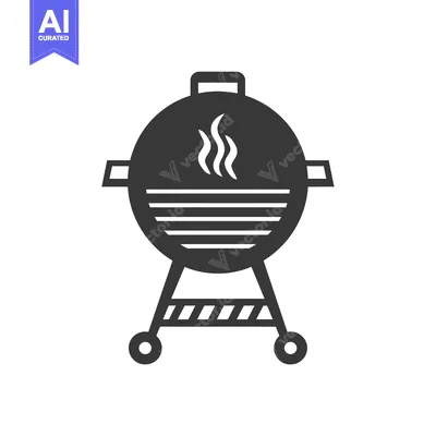 Black and white illustration of a barbecue grill with smoke