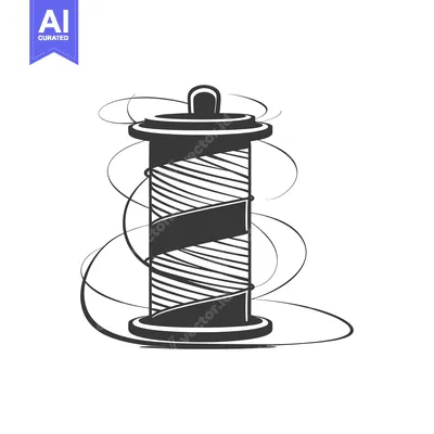 Popular premium asset: Black and white illustration of a barber pole with a handle and swirls
