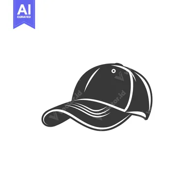 Aset desain premium: Black and White Illustration of a Baseball Cap