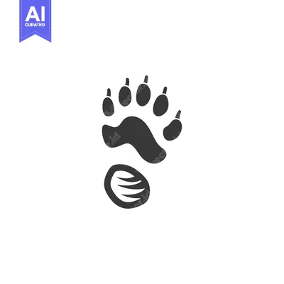 Aset premium populer: Black and White Illustration of a Bear Paw Print