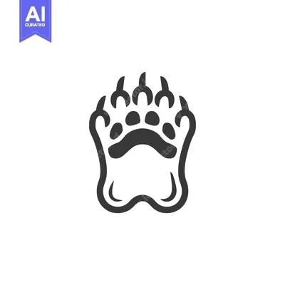 Aset premium populer: Black and White Illustration of a Bear Paw Print