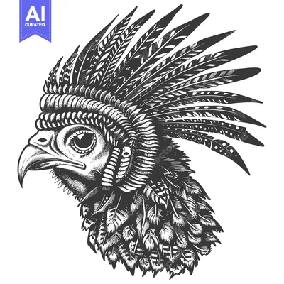 Popular premium asset: Black and White Illustration of a Bird with Feathers
