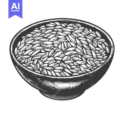 Popular premium asset: Black and White Illustration of a Bowl Full of Rice Grains