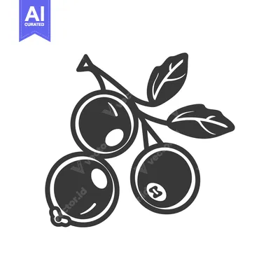 Aset premium populer: Black and White Illustration of a Branch of Three Berries with Leaves