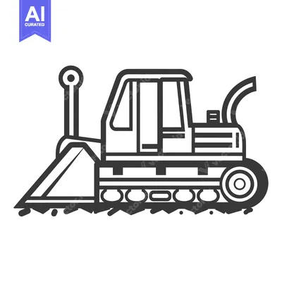 Premium design asset: Black and White Illustration of a Bulldozer