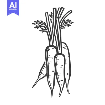 Premium design asset: Black and White Illustration of a Bunch of Carrots