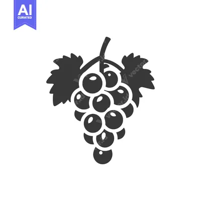 Aset desain premium: Black and White Illustration of a Bunch of Grapes