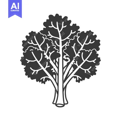 Black and White Illustration of a Bunch of Kale