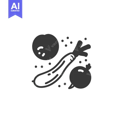 Aset desain premium: Black and White Illustration of a Carrot, Tomato, and Beetroot