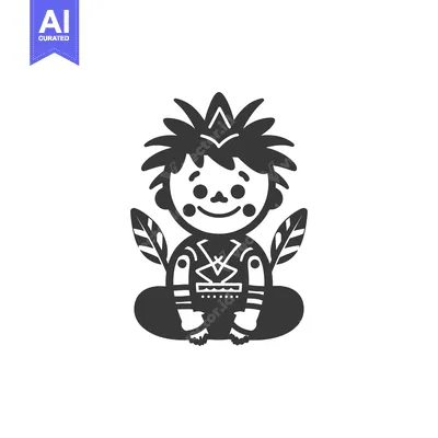 Popular premium asset: Black and White Illustration of a Cartoon Character with Feathers