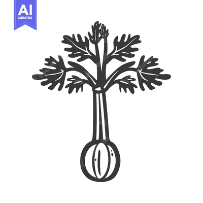 Aset premium populer: Black and White Illustration of a Celery Plant