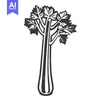 Aset premium populer: Black and White Illustration of a Celery Stalk
