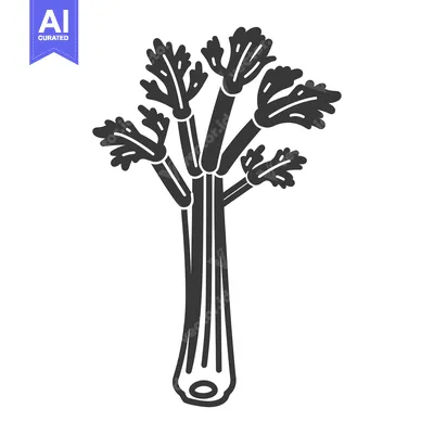 Premium design asset: Black and White Illustration of a Celery Stalk