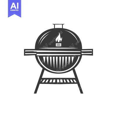 Aset premium populer: Black and White Illustration of a Charcoal Grill with Flames