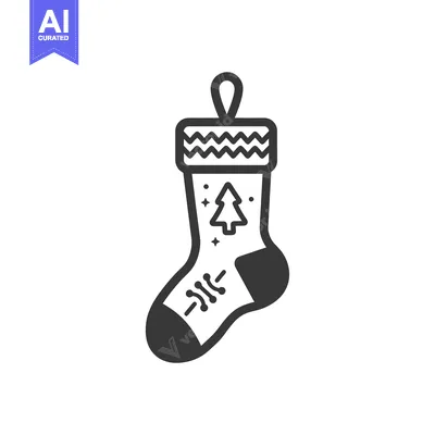 Aset premium populer: Black and White Illustration of a Christmas Stocking