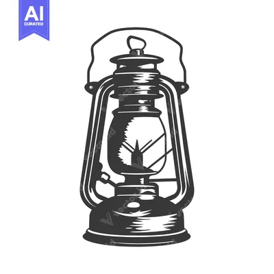 Black and White Illustration of a Classic Lantern