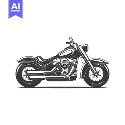 Aset premium populer: Black and White Illustration of a Classic Motorcycle