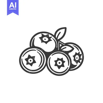 Popular premium asset: Black and White Illustration of a Cluster of Blueberries with Stem