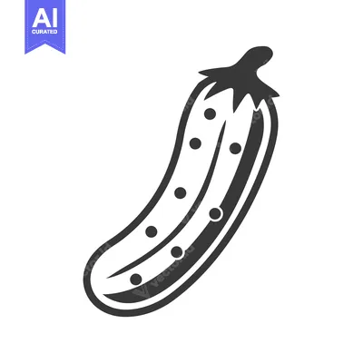 Black and White Illustration of a Cucumber