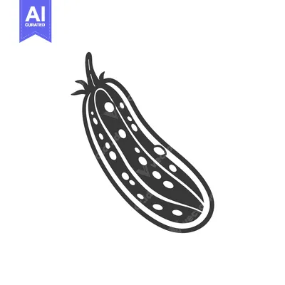 Aset premium populer: Black and White Illustration of a Cucumber with Stem