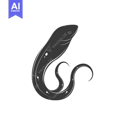 Aset premium populer: Black and White Illustration of a Curved Snake