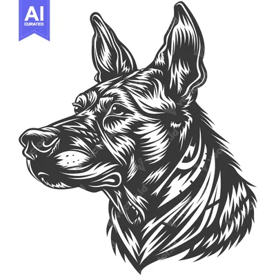 Aset premium populer: Black and White Illustration of a Dog's Head