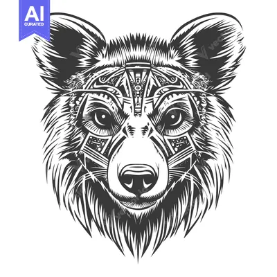 Popular premium asset: Black and White Illustration of a Dog's Head with Intricate Patterns