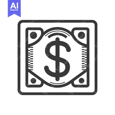 Aset premium populer: Black and White Illustration of a Dollar Bill in a Frame