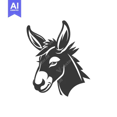 Aset premium populer: Black and White Illustration of a Donkey's Head