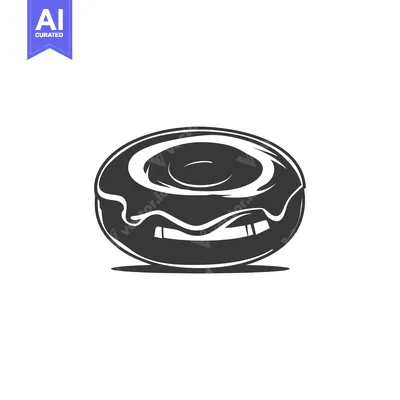 Popular premium asset: Black and white illustration of a donut with frosting