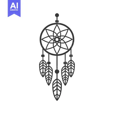 Popular premium asset: Black and white illustration of a dreamcatcher