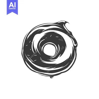 Aset desain premium: Black and White Illustration of a Dripping Donut