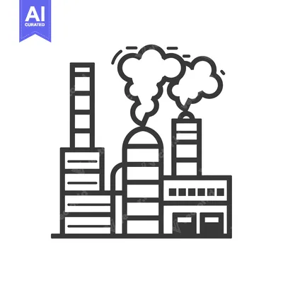 Aset premium populer: Black and White Illustration of a Factory with Smoke