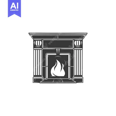 Aset premium populer: Black and White Illustration of a Fireplace with Flames